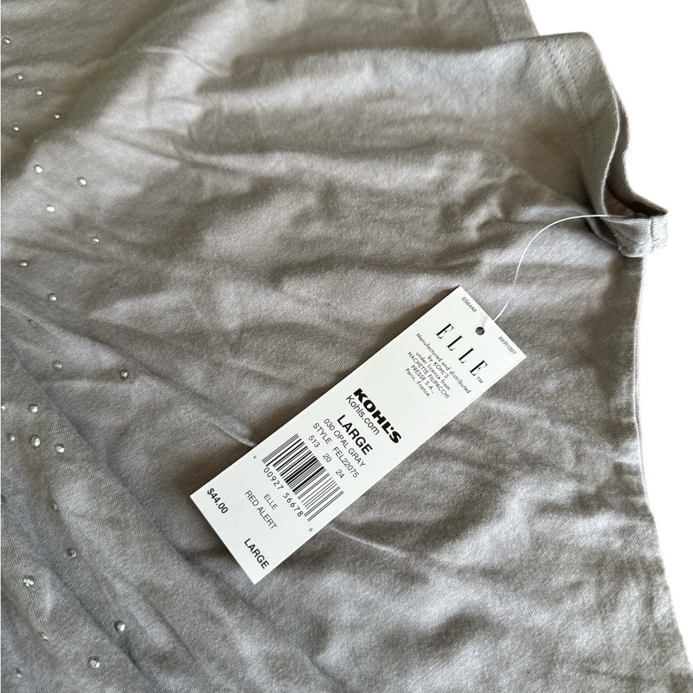 5/$25 Elle Light Grey Blouse with Studded Detail - Picture 4 of 6